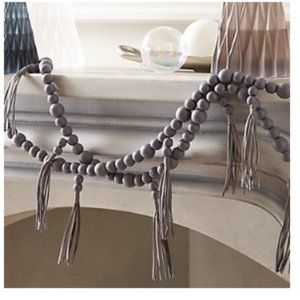 GREY WOOD AND TASSEL GARLAND 108" CB2